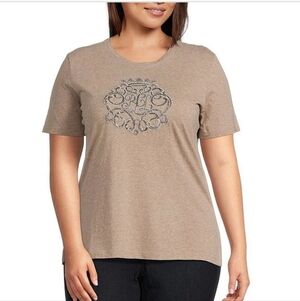 Ralph Lauren Plus Size Beaded-Crest Cotton Jersey